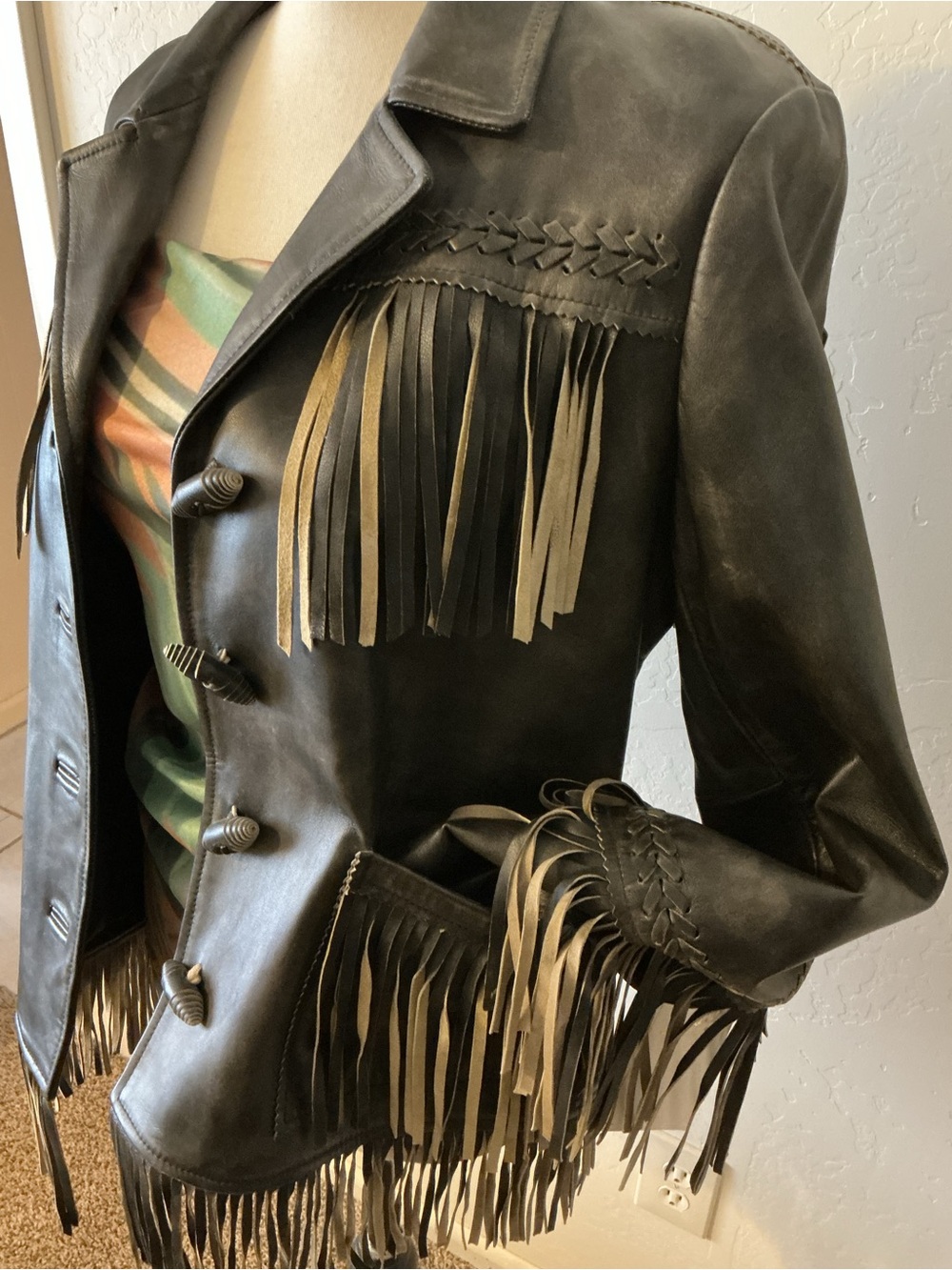 Scully Brown Leather Fringe Jacket with Tan Fringe - Picture 5 of 9